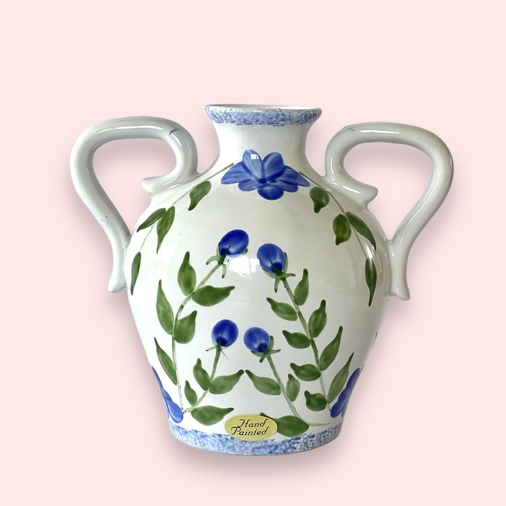Vintage Papel Giftware Hand-painted Double Handle Vase